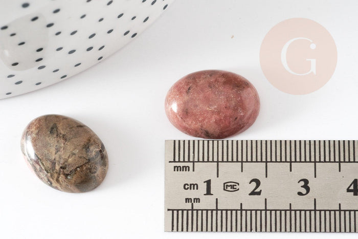 Cabochon ovale rhodonite naturelle 20x15mm, x1 (G2237)