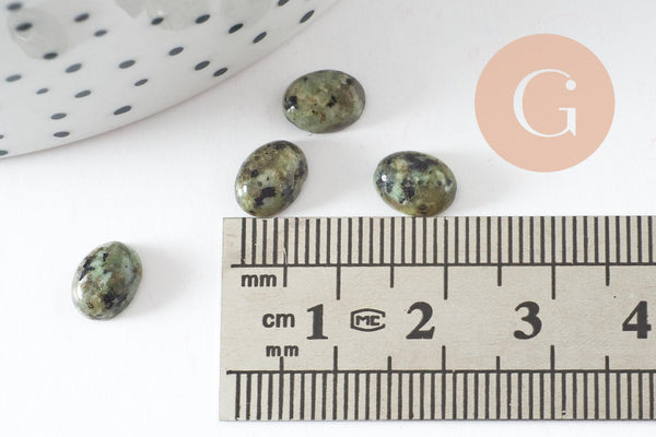 Cabochon ovale turquoise africaine naturelle 8x6mm, création bijoux pierre naturelle, x1 (G10177)