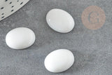 Cabochon ovale verre blanc imitation porcelaine 16x12mm, x1 (G2821)
