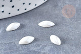 Cabochon ovale verre irisé blanc 6x12mm, x10 (G8706)
