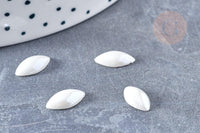 Cabochon ovale verre irisé blanc 6x12mm, x10 (G8706)