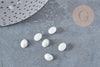 Cabochon ovale verre irisé blanc 8x6mm, x10 (G8893)