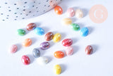 Cabochon ovale verre irisé multicolore 8x6mm, x10 (G8705)