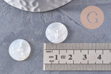 Cabochon rond Colombe nacre naturelle blanche gravé 15.5mm, x1 (G9971)