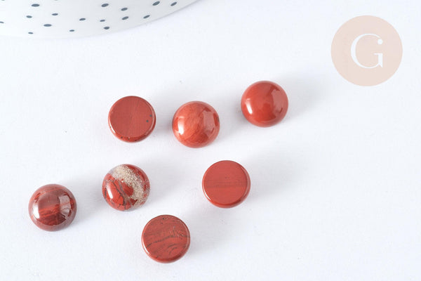 Cabochon rond Jaspe rouge demi sphère 10mm, x1 (G7574)