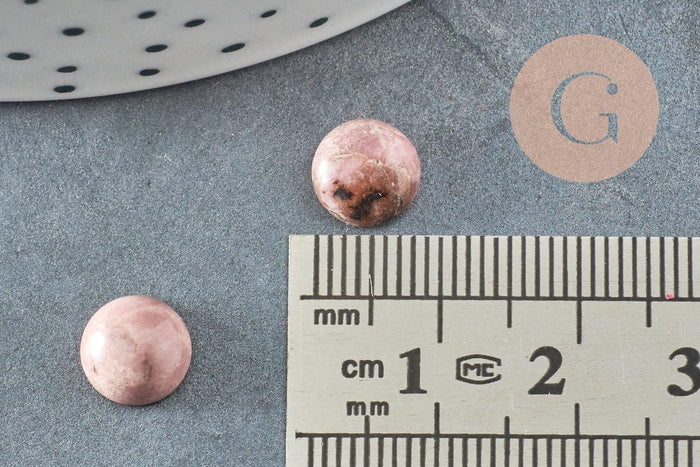 Cabochon rond Rhodochrosite naturelle 8mm, x1 (G8655)