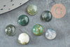 Cabochon rond agate mousse verte 8mm, x1 (G2422)