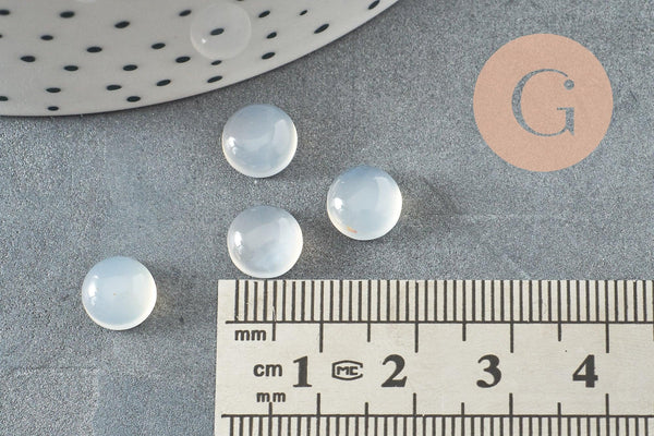 Cabochon rond agate naturelle blanche 8mm, x1 (G10031)