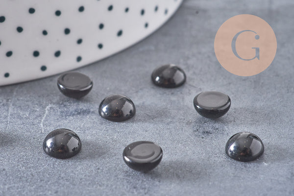 Cabochon rond agate naturelle noire x1 (G1869)