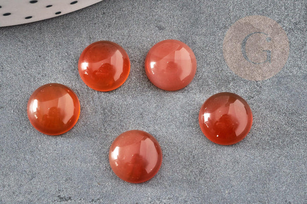 Cabochon rond agate naturelle orange 10mm, x1 (G0606)