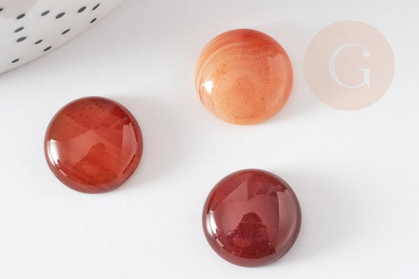 Cabochon rond agate naturelle orange 16mm, x1 (G2428)