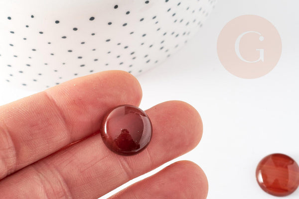 Cabochon rond agate naturelle orange 16mm, x1 (G2428)