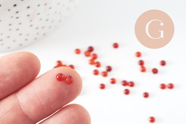 Cabochon rond agate naturelle rouge 4mm, x1 (G10034)