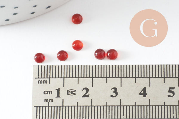 Cabochon rond agate naturelle rouge 4mm, x1 (G10034)