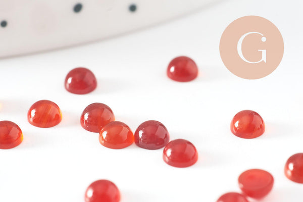 Cabochon rond agate naturelle rouge 4mm, x1 (G10034)