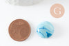 Cabochon rond agate naturelle teinté bleu 16mm, x1 (G9656)