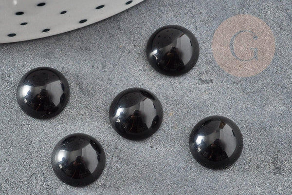 Cabochon rond agate naturelle teintée noir 10mm, x1 (G1142)