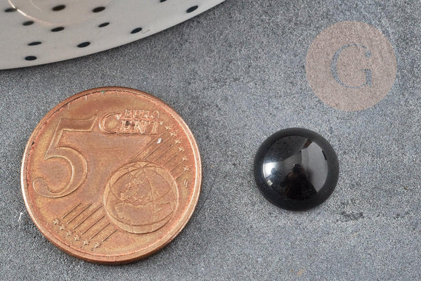 Cabochon rond agate naturelle teintée noir 10mm, x1 (G1142)