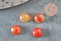 Cabochon rond agate naturelle teintée orange 6mm, x1 (G2590)