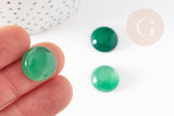 Cabochon rond agate naturelle verte 16mm, x1 (G1861)