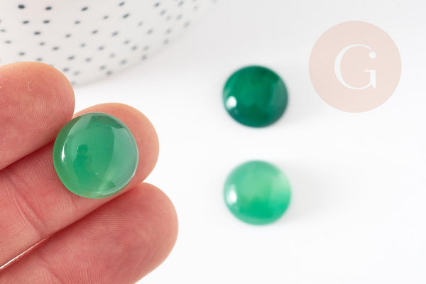 Cabochon rond agate naturelle verte 16mm, x1 (G1861)