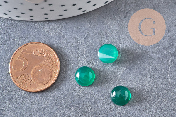 Cabochon rond agate naturelle verte 8mm, x1 (G10838)