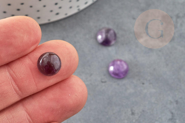 Cabochon rond améthyste naturelle 10mm, x1 (G0318)