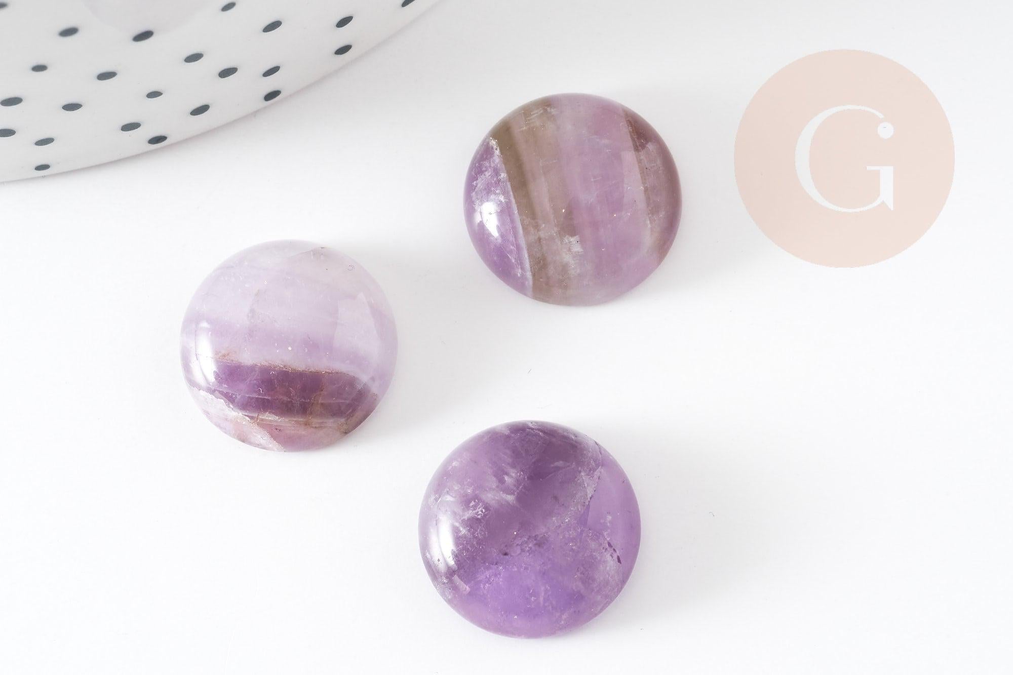 Cabochon rond amethyste naturelle 16mm, x1 (G2259)
