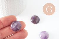 Cabochon rond amethyste naturelle 20mm, x1 (G9619)
