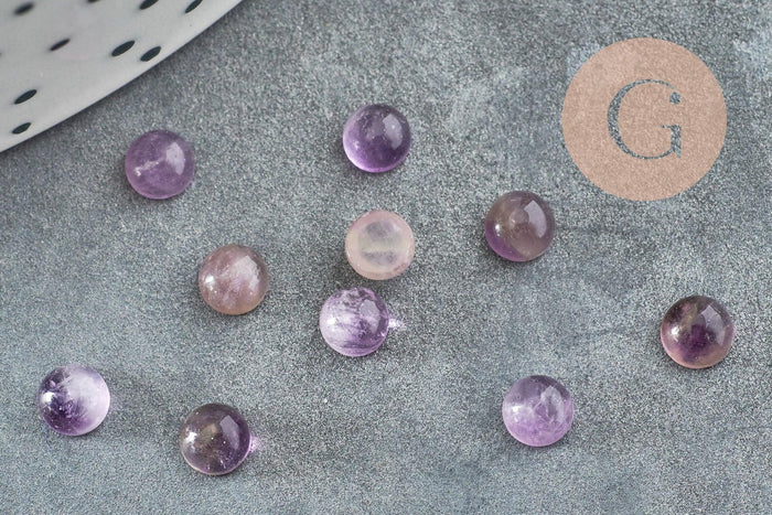 Cabochon rond améthyste naturelle 4mm, x1 (G2820)