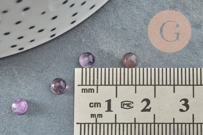 Cabochon rond améthyste naturelle 4mm, x1 (G2820)