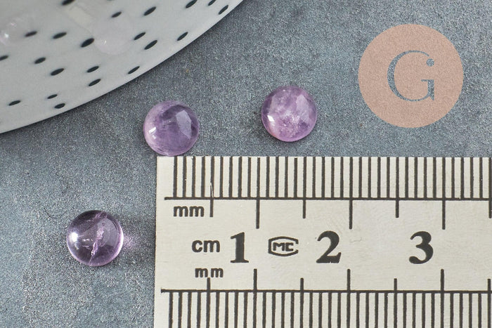 Cabochon rond améthyste naturelle 6mm, x1 (G8656)