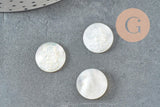 Cabochon rond ange nacre blanche naturelle gravé 14mm, x1 (G9626)