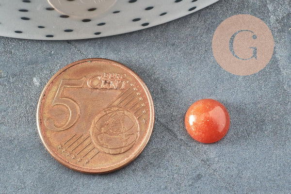 Cabochon rond aventurine rouge naturelle 8mm, x1 (G2230)