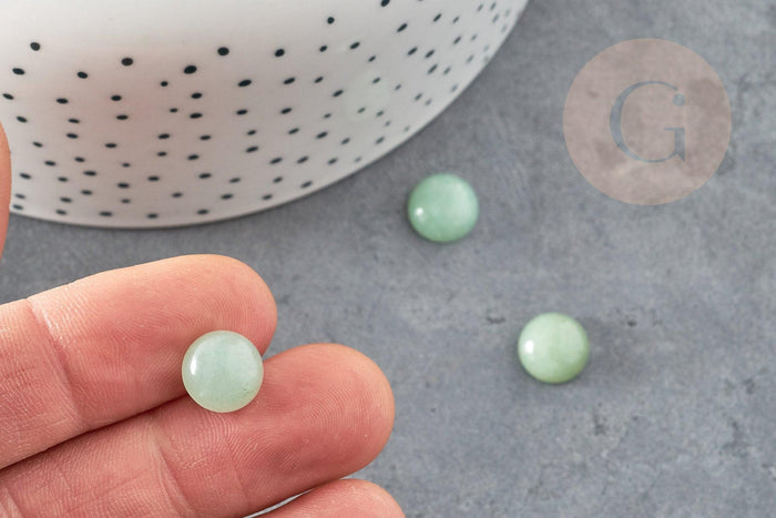 Cabochon rond aventurine verte naturelle, 10mm, x1 (G0317)