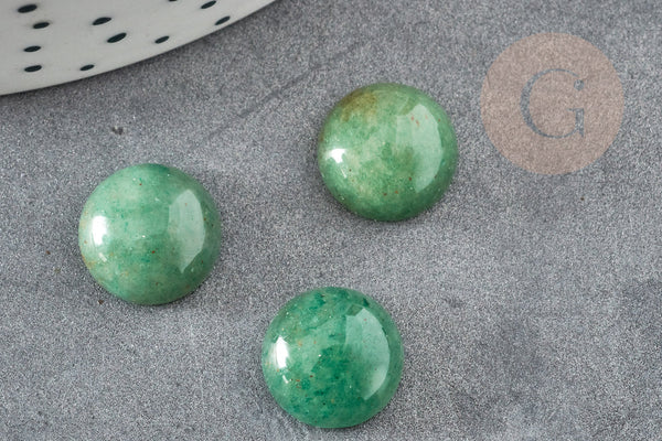 Cabochon rond aventurine verte naturelle 12mm, x1 (G1927)