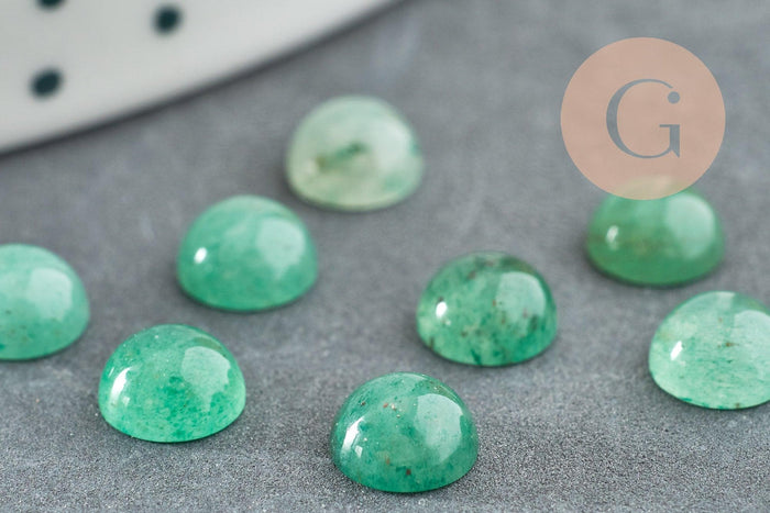 Cabochon rond aventurine verte naturelle 6mm, x1 (G0174)