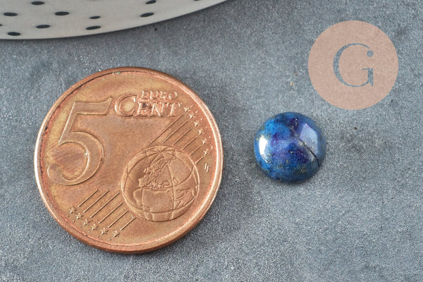 Cabochon rond bleu lapis lazulis naturel 8mm, x1 (G0394)