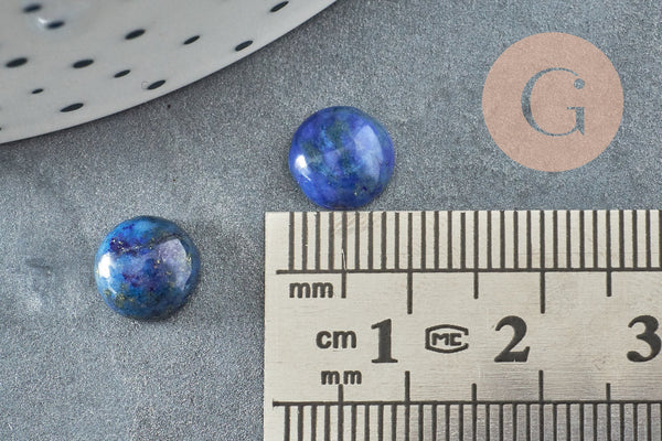 Cabochon rond bleu lapis lazulis naturel 8mm, x1 (G0394)