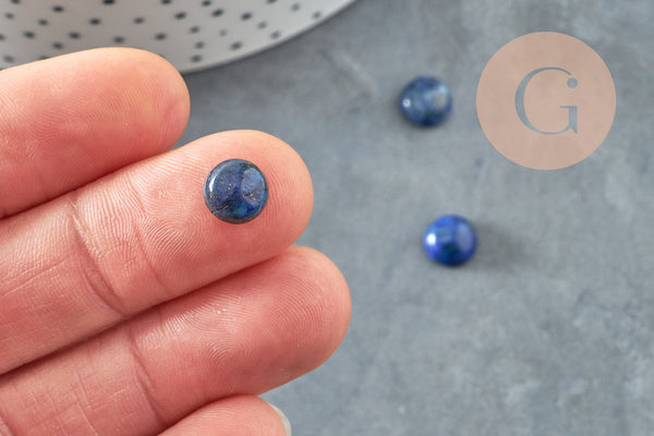 Cabochon rond bleu lapis lazulis naturel 8mm, x1 (G0394)