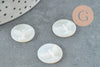 Cabochon rond colombe nacre blanche naturelle gravé 15.5mm, x1 (G9627)