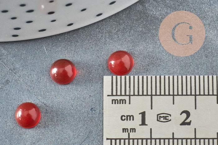 Cabochon rond cornaline naturelle orange 6mm, x1 (G0175)