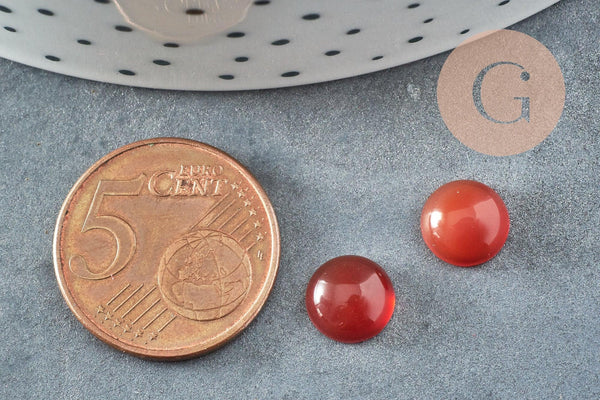 Cabochon rond cornaline naturelle orange 8mm, x1 (G9087)