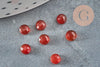 Cabochon rond cornaline naturelle orange facetté 4mm, x1 (G9387)