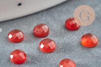Cabochon rond cornaline naturelle orange facetté 4mm, x1 (G9387)