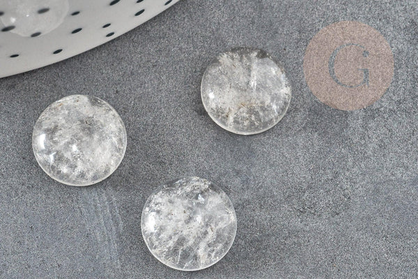 Cabochon rond cristal de roche naturel 12mm, x1 (G5051)