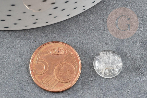 Cabochon rond cristal de roche naturel 12mm, x1 (G5051)