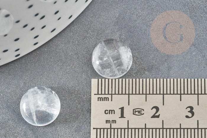 Cabochon rond cristal de roche naturel 12mm,x1 (G9361)