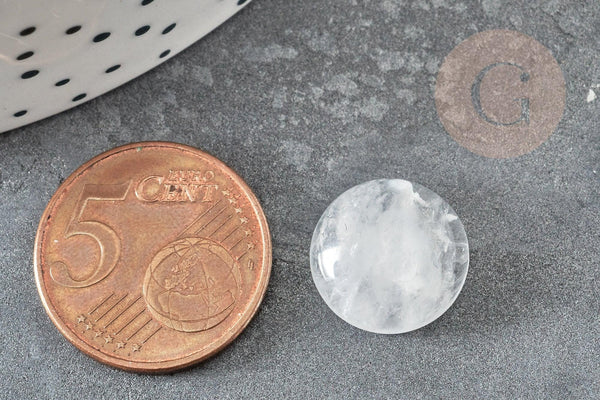 Cabochon rond cristal de roche naturel 14mm, x1 (G5054)