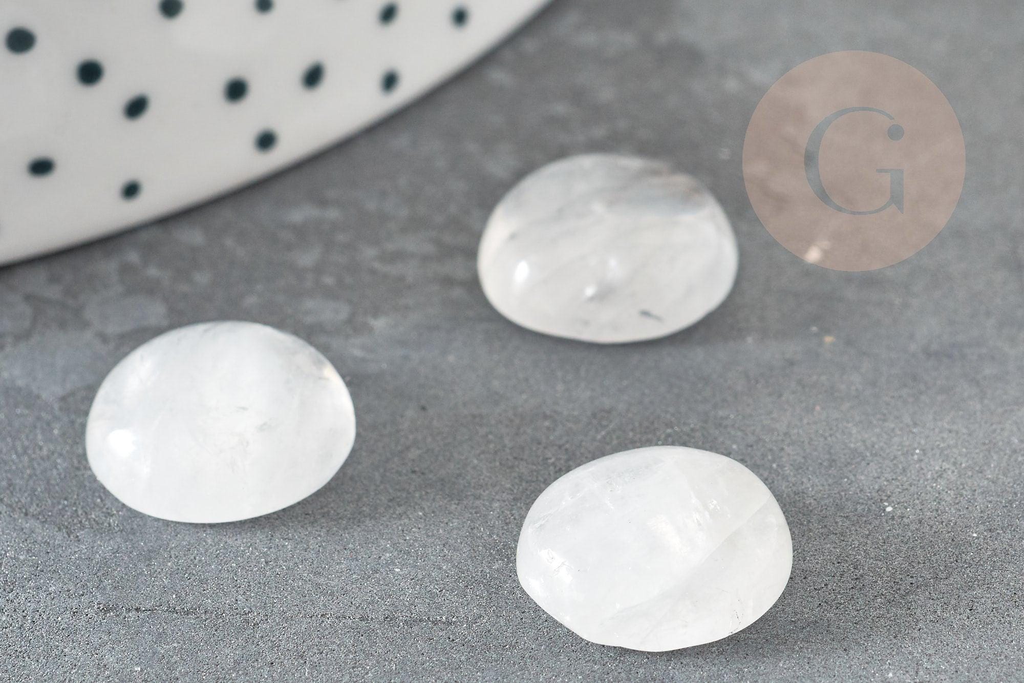 Cabochon rond cristal de roche naturel 14mm, x1 (G5054)